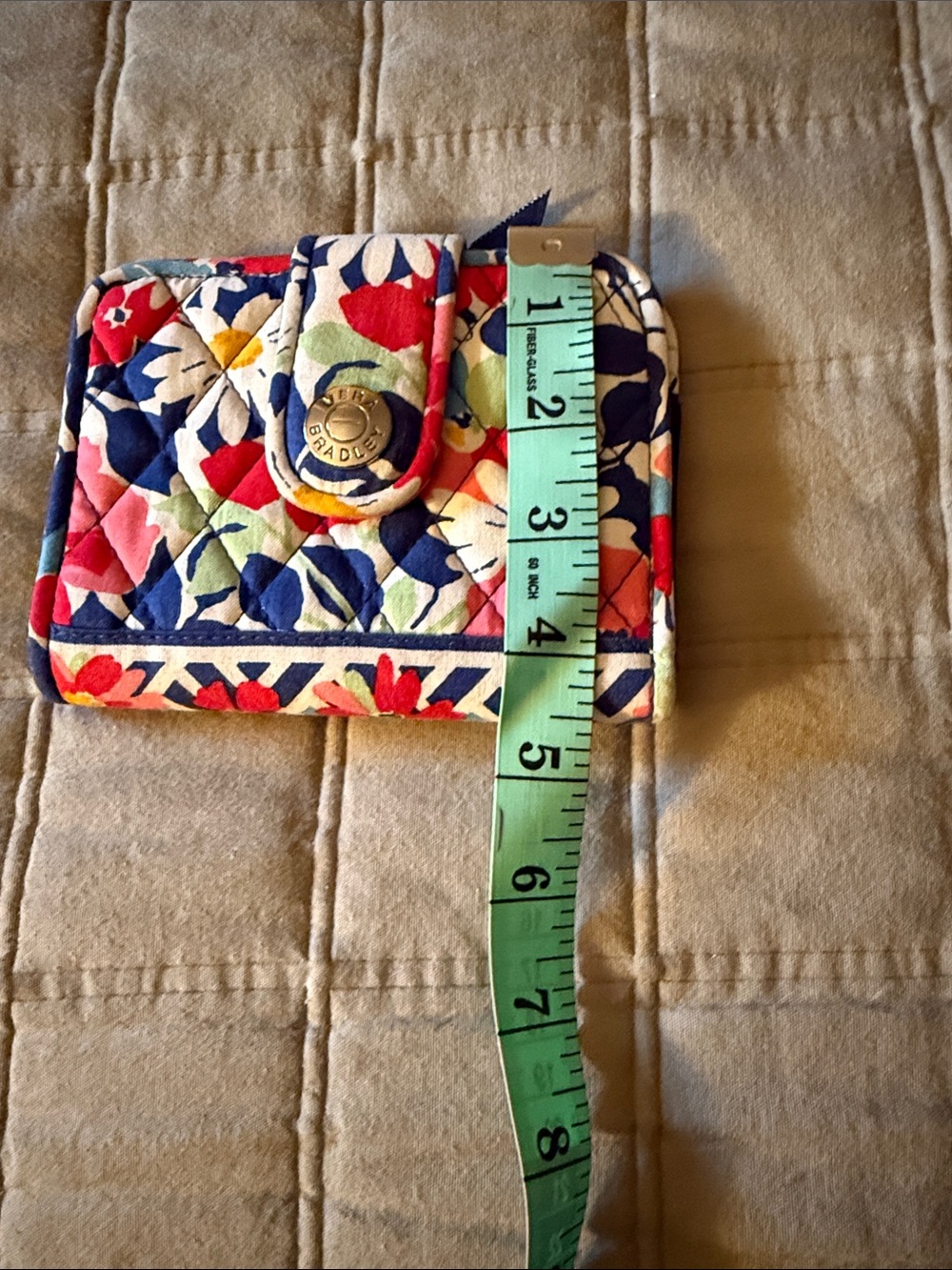 Vera Bradley Quilted Floral Card Holder in Navy, Red & Pink - Picture 6 of 6